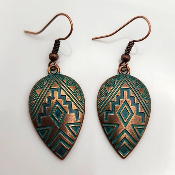 Brass Tribal Earrings - Picture 1 of 3